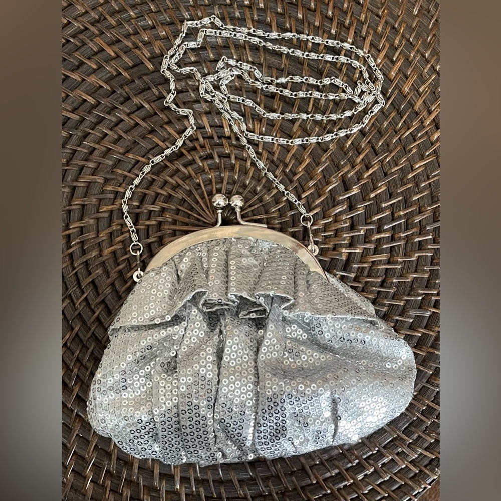 Elegant Silver Sequin Clutch